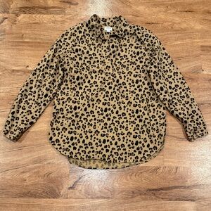 J. Crew Factory Long-sleeve Cheetah Design Blouse, Women's Sz. M
